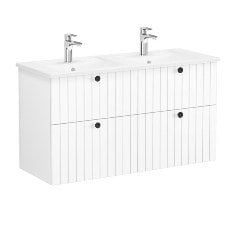 Vitra Root Groove 69513 Lavabo Dolabı, Dört Çekmeceli, 120 Cm, Mat Beyaz, Köşeli Lavabolu